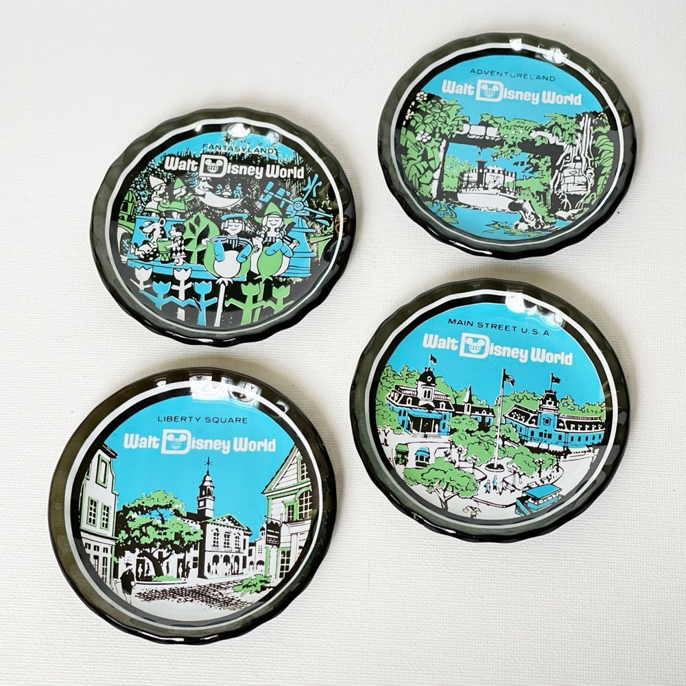 Walt Disney World Glass Coasters / Mini Plates Set of Four